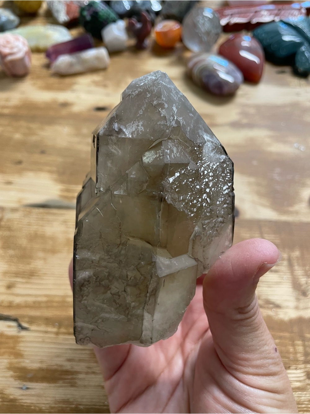 Large elestial smoky quartz point self stands - Picture 6 of 11